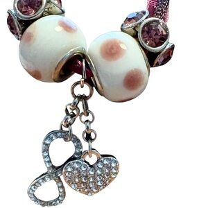 Elegant Burgundy and Silver Heart/Infinity Necklace